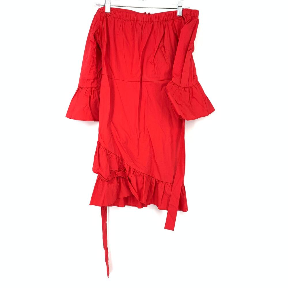 Forever 21 Women's Size Medium Off The Shoulder Ruffle Sleeve Mini Dress Red NWT